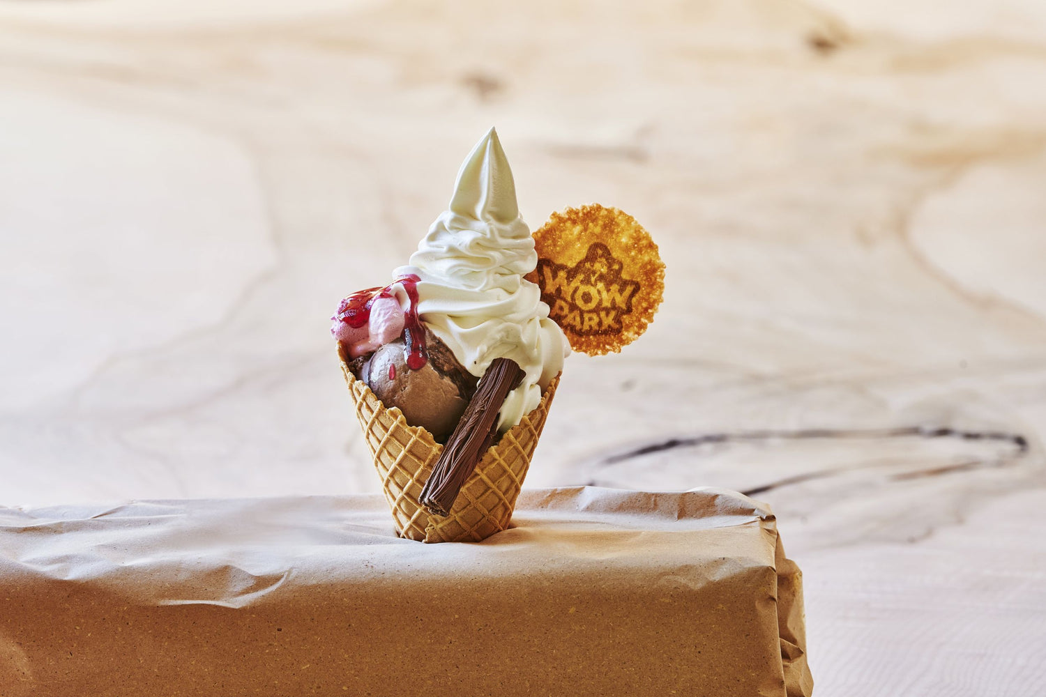 Delicious ice cream cone in WOW PARK.