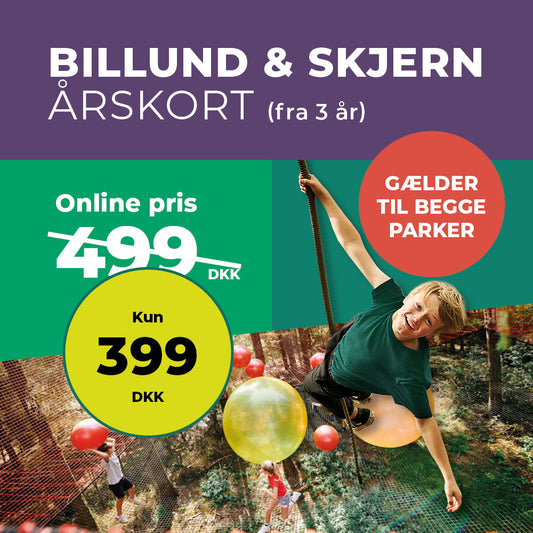 Dreng svæver i luften. Rabatpris på årskort: Kun 399 kr.
