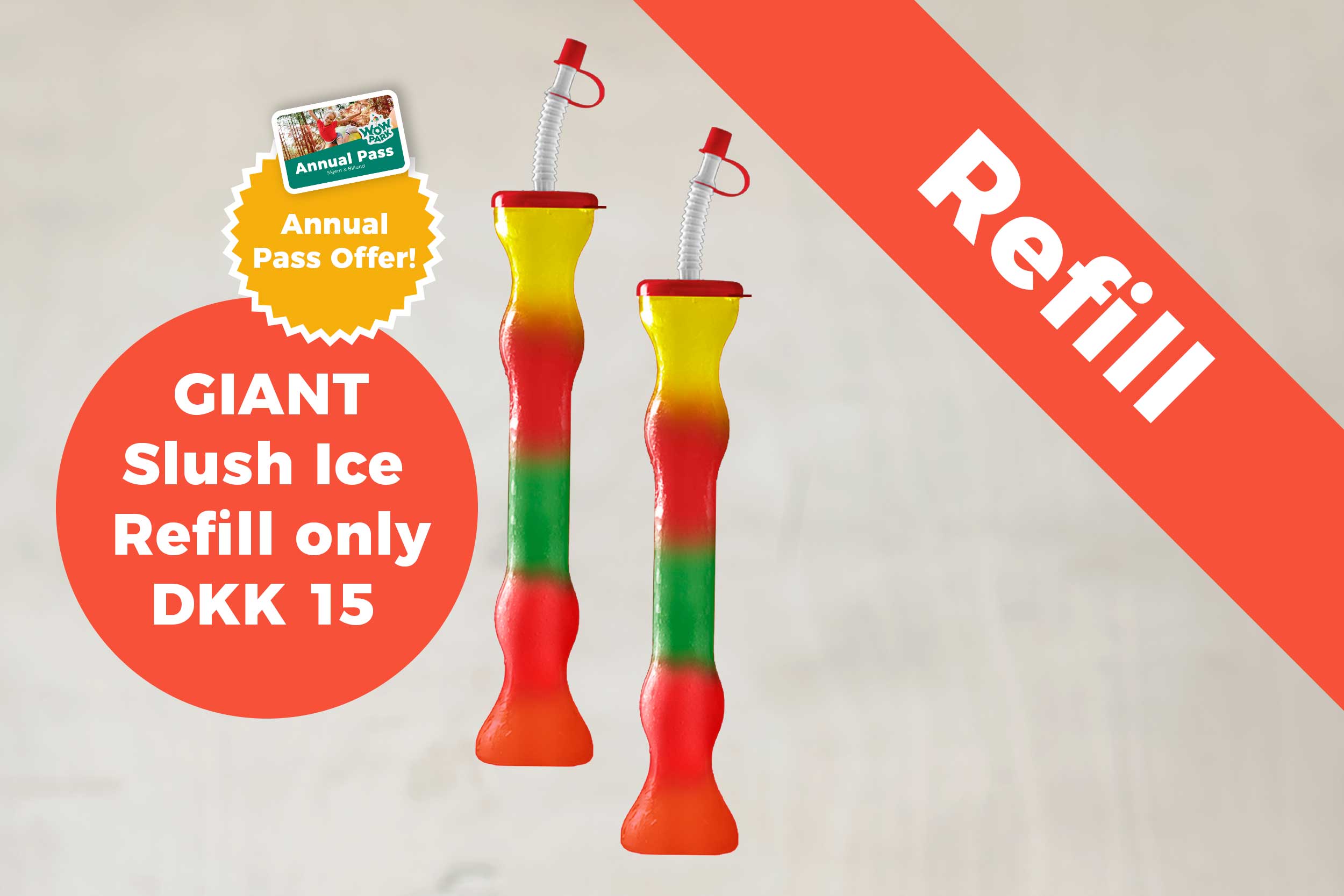 A slush ice cup with slush ice in different colors.