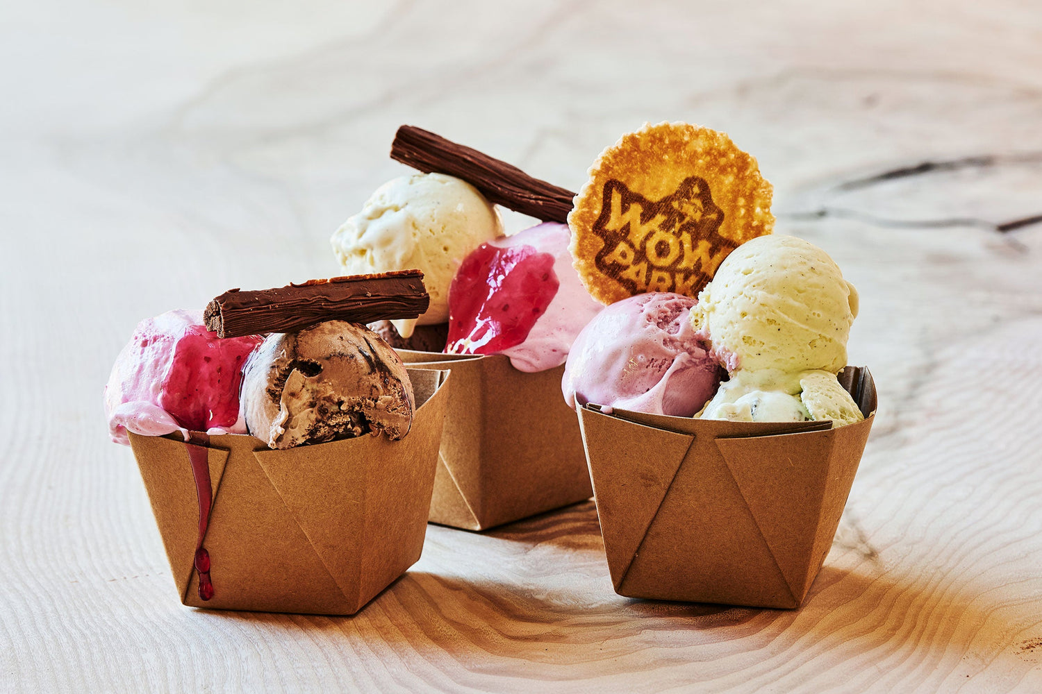 Leckeres WOW PARK-Eis in Bechern