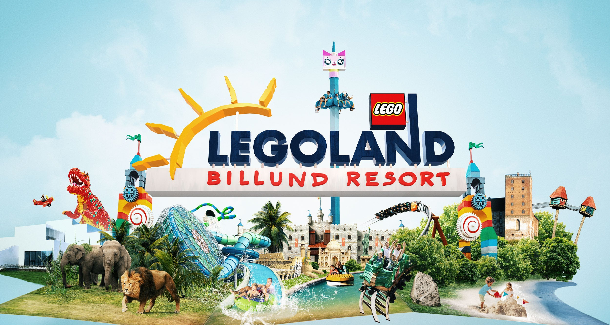 En grafik som viser ting fra attraktioner og oplevelser  i LEGOLAND® BILLUND RESORT