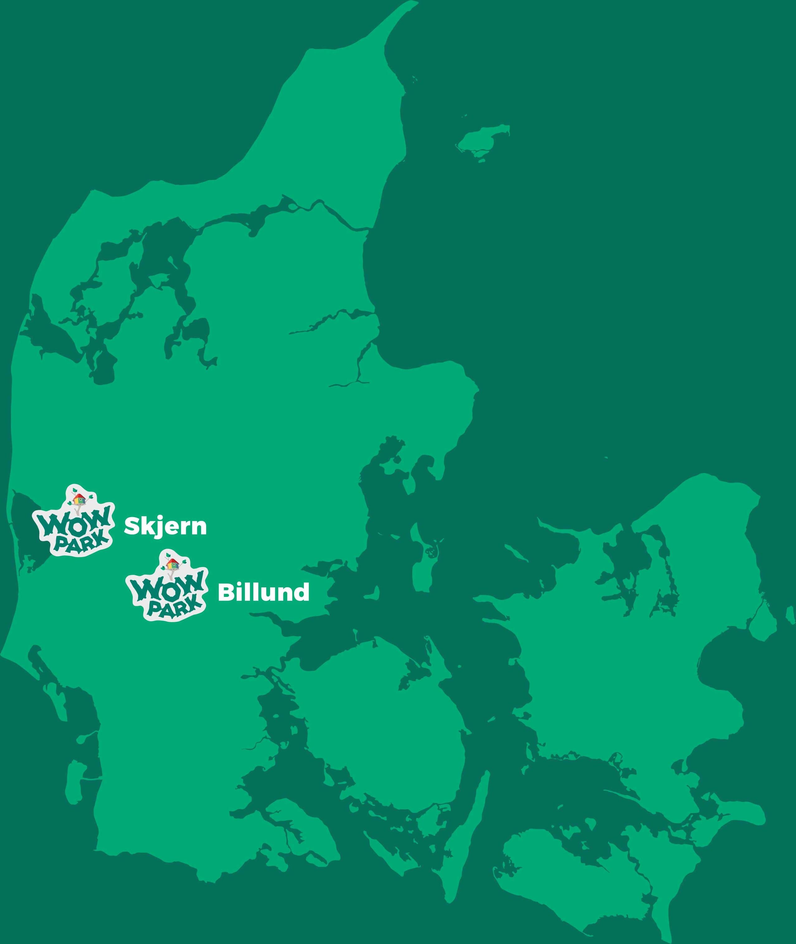 Grafik med et danmarkskort, hvor de to parkers beliggenhed er vist.