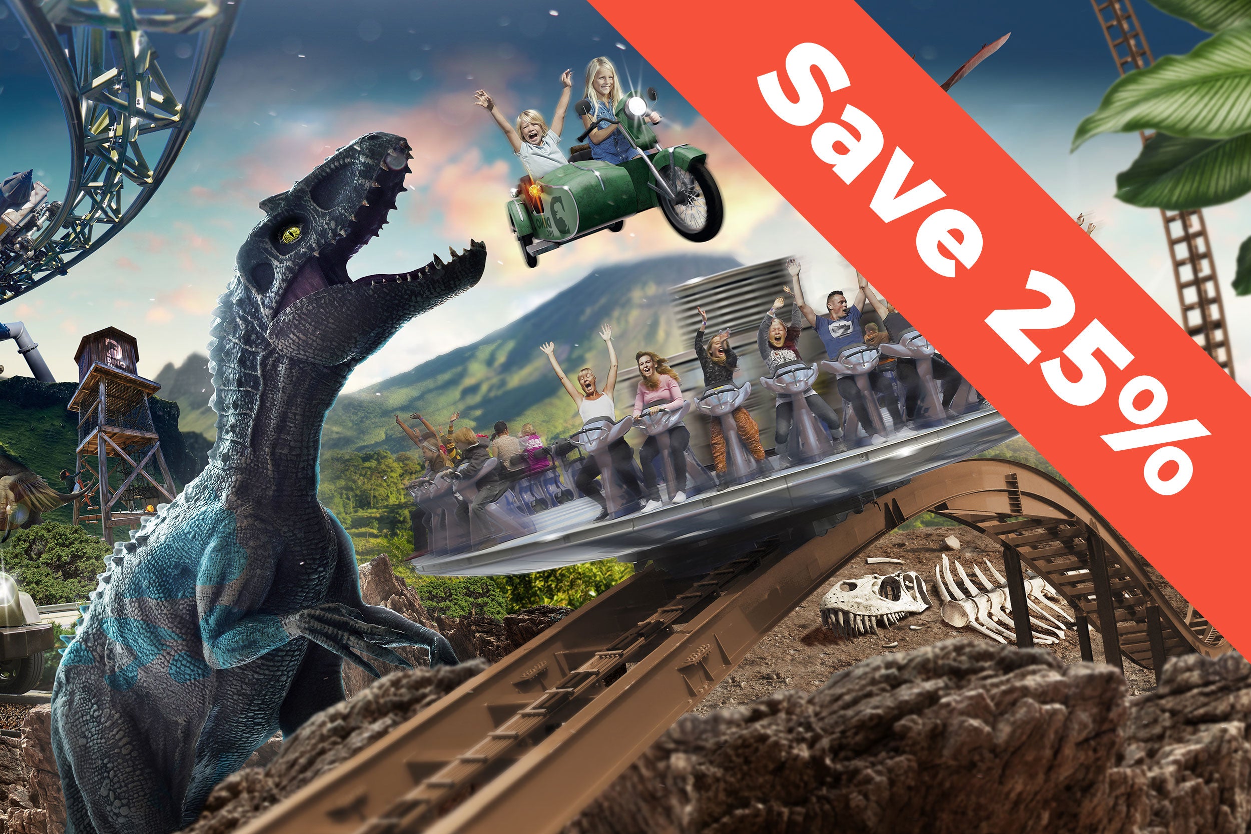 Guests at Djurs Sommerland are having fun on a ride.