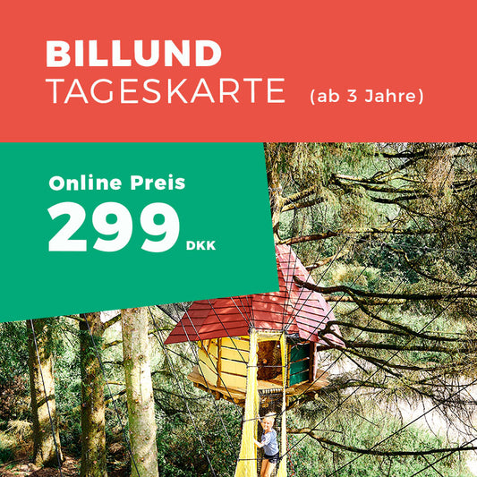 En glad pige er på vej i en netgangbro højt oppe i træerne i WOW PARK.