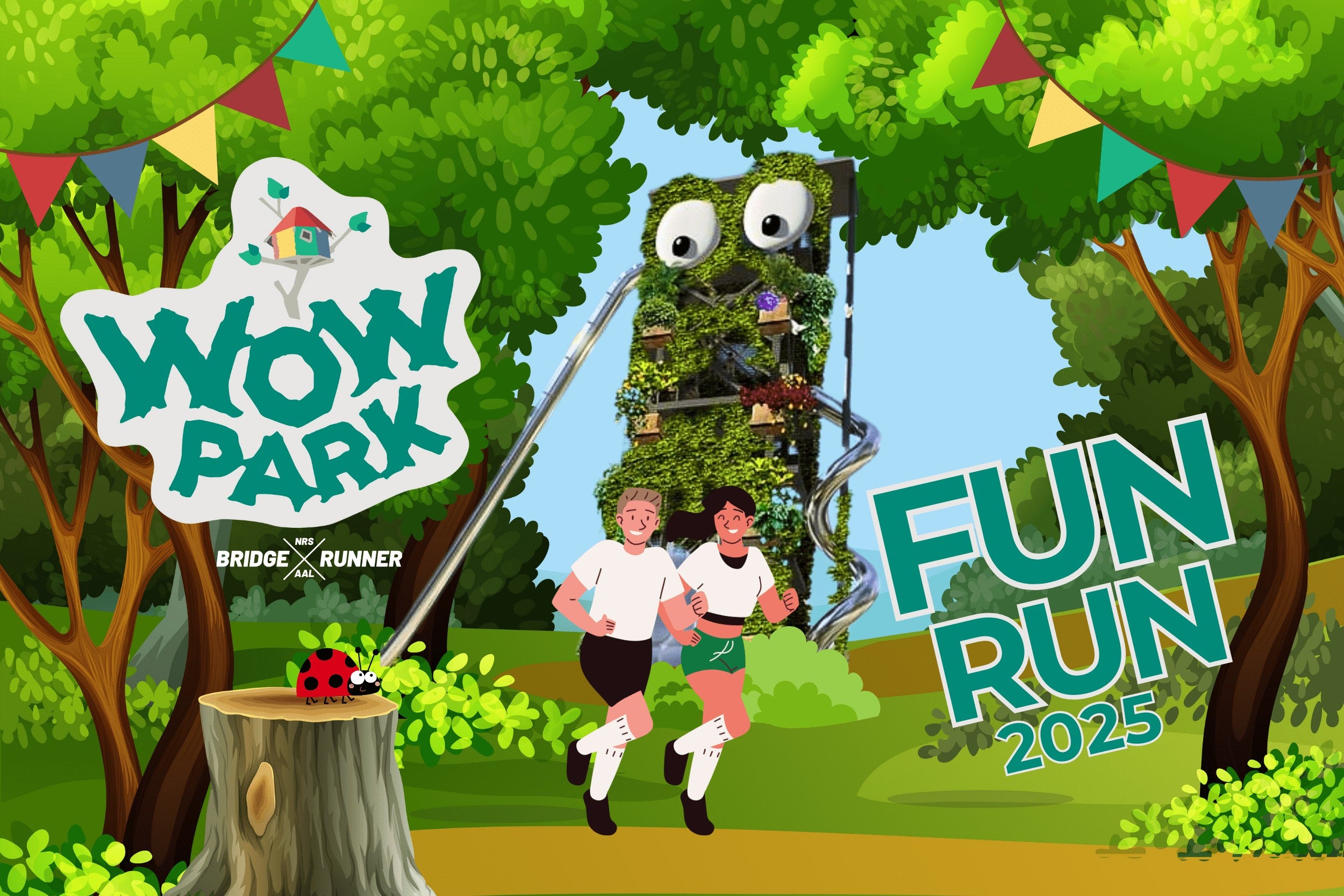 To løbere på vej rundt i WOW PARK Billund (animation)